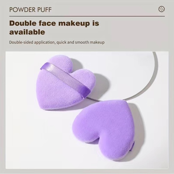 Set of 6 Powder Puffs Make Up Puffs With Strap Heart Shaped Powder Puffs - Picture 6 of 6